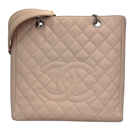 Chanel Grand Shopping Tote Pink Caviar Silver