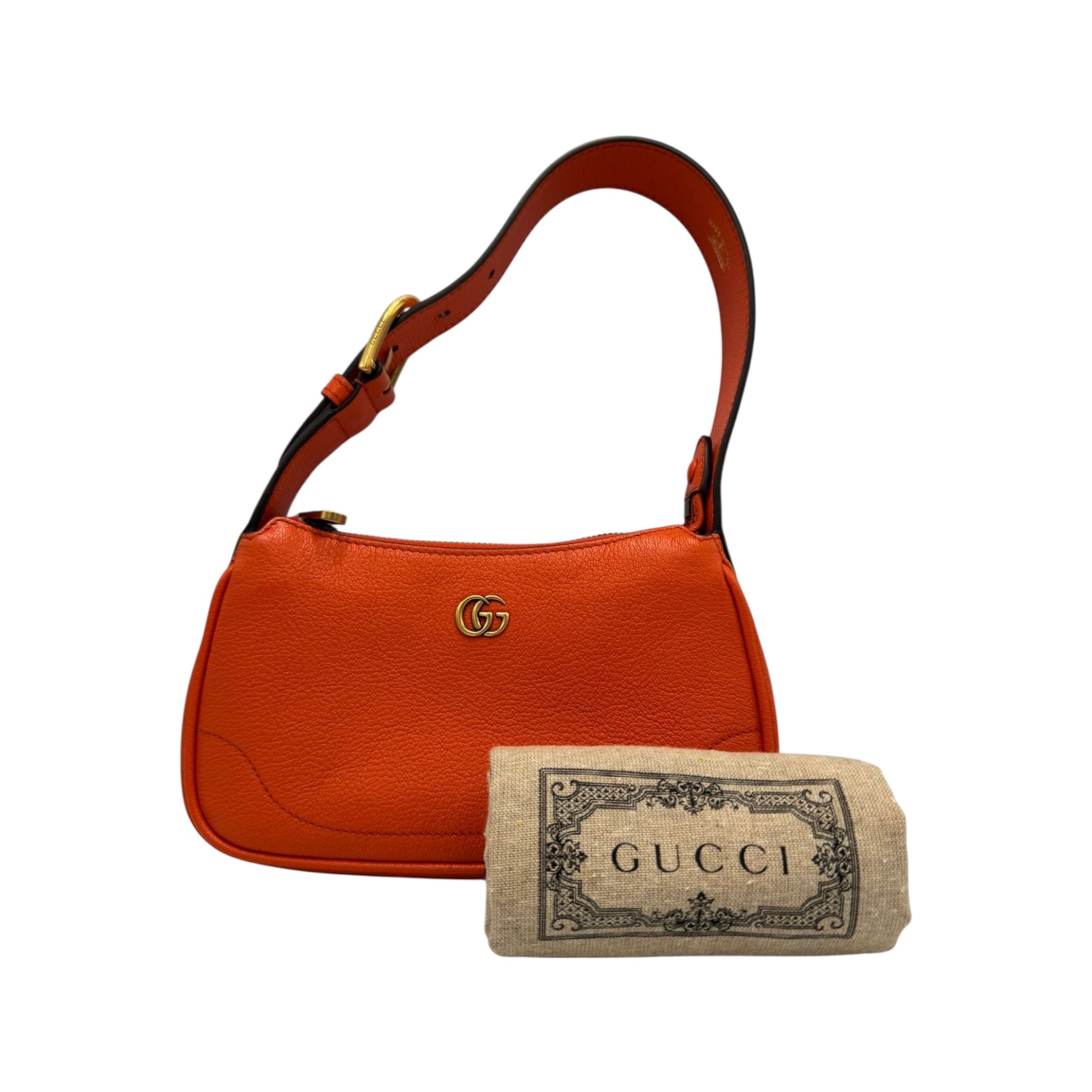 Gucci Aphrodite Mini Shoulder Bag Orange Leather