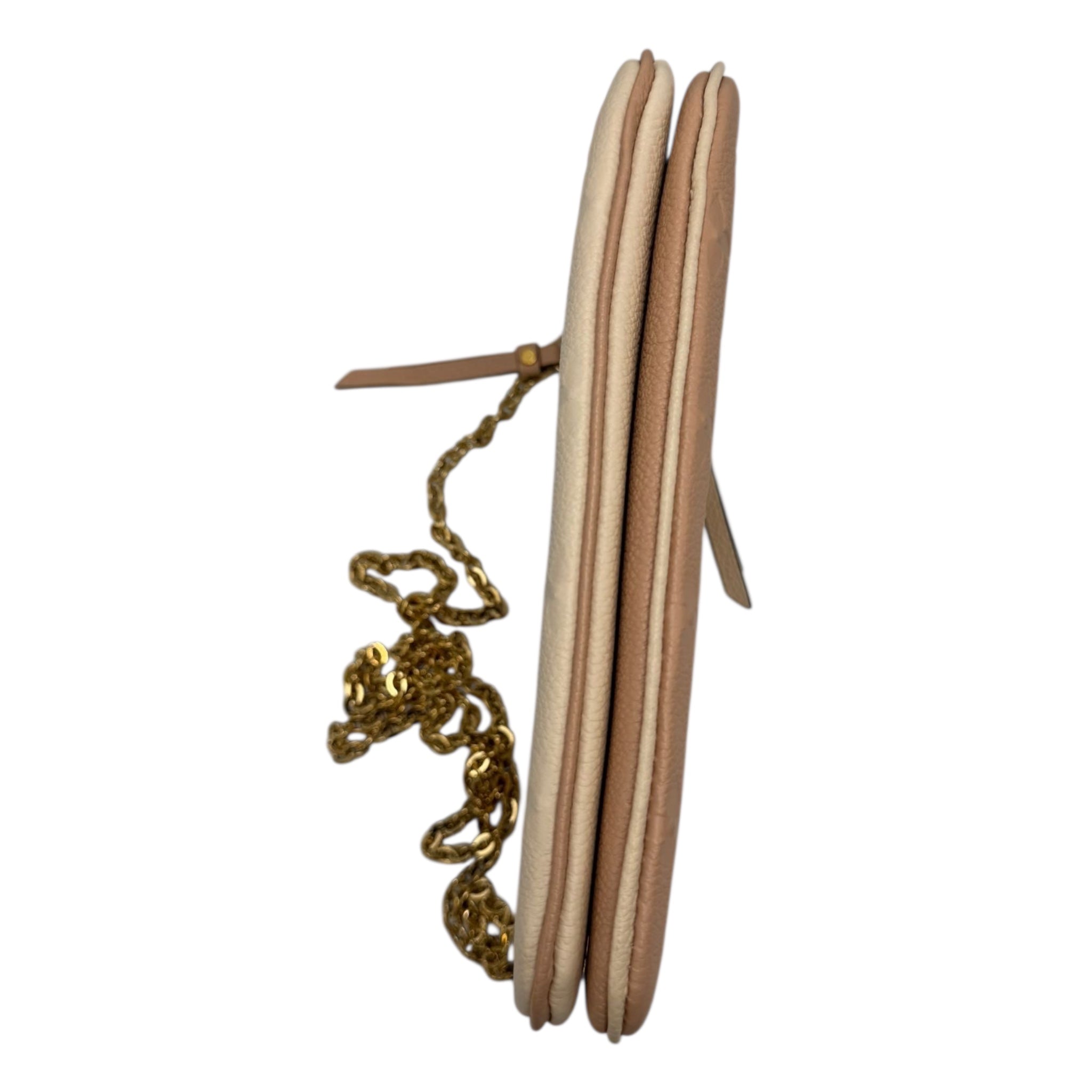 Louis Vuitton Double Zip Pochette Bicolor Pink Beige / Cream Empreinte