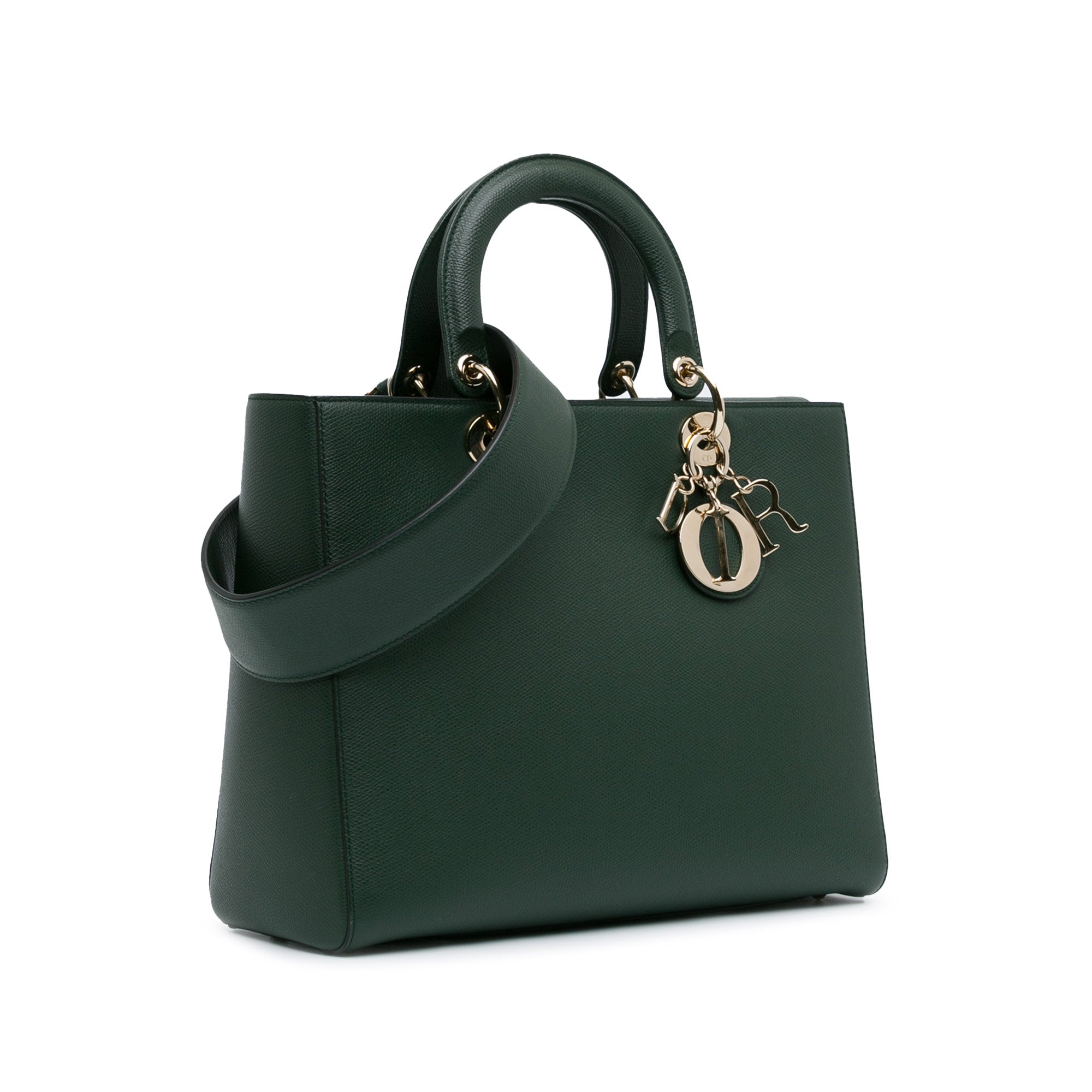 Dior Lady D-Sire Large Green Calfskin Gold