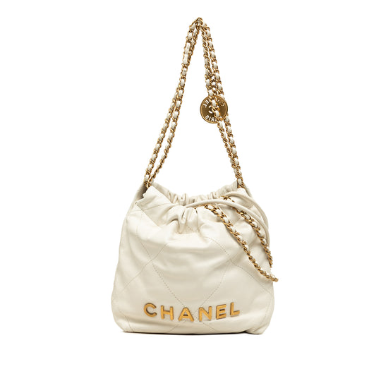Chanel 22 Hobo Mini White Shiny Calfskin