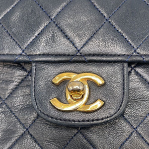 Chanel Classic Double Flap Small Blue Lambskin Gold
