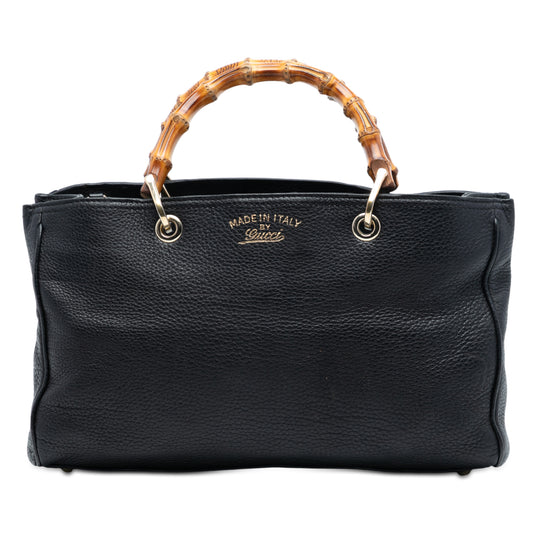 Gucci Bamboo Shopper Medium Black Calfskin