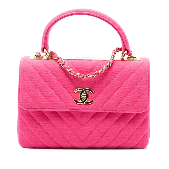 Chanel Trendy CC Small Chevron Pink Jersey Cotton