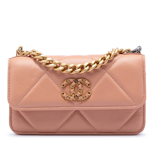 Chanel 19 Clutch with Chain Pink Lambskin