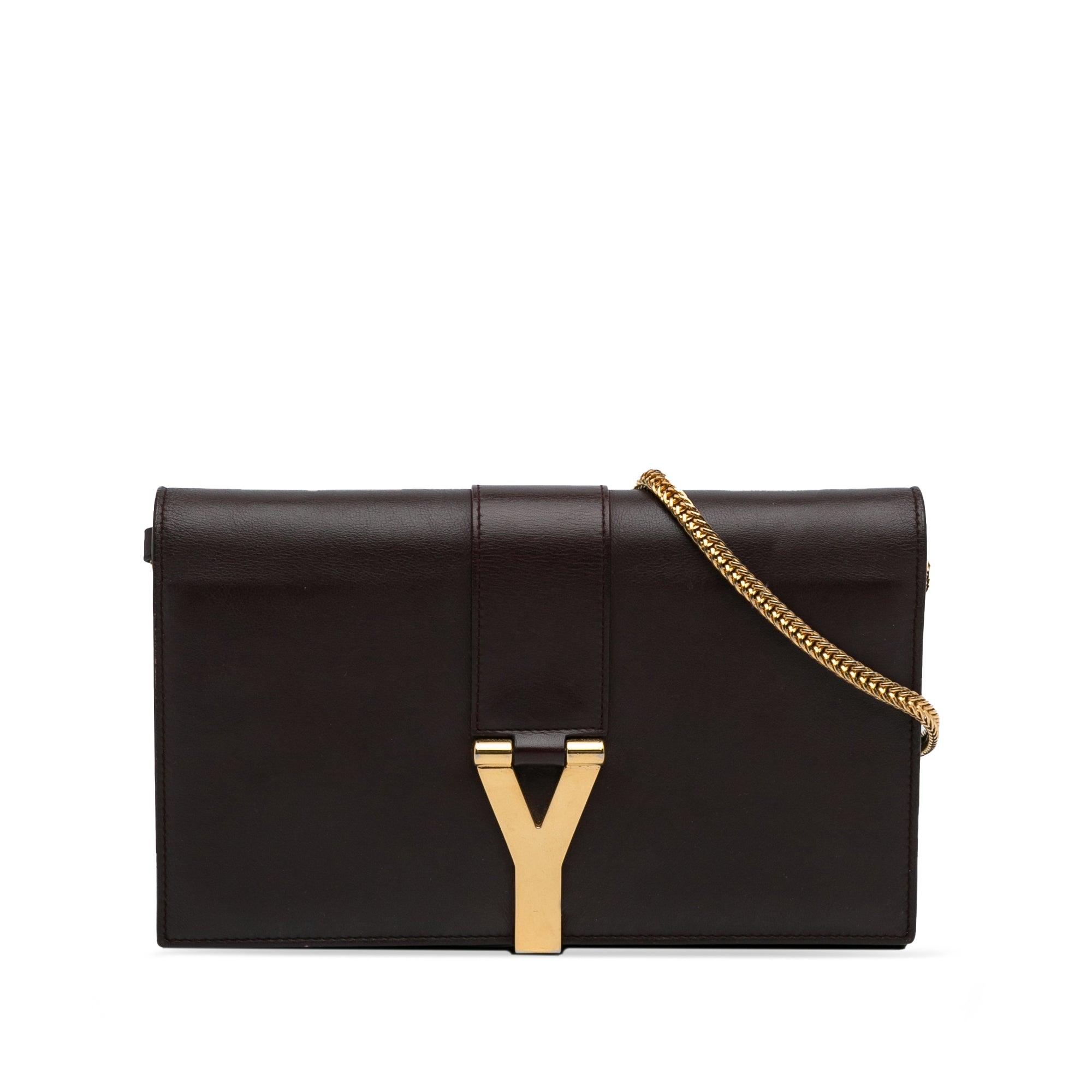 Yves Saint Laurent Chyc Ligne Wallet on Chain Brown