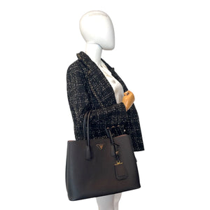 Prada Double Cuir Black Saffiano