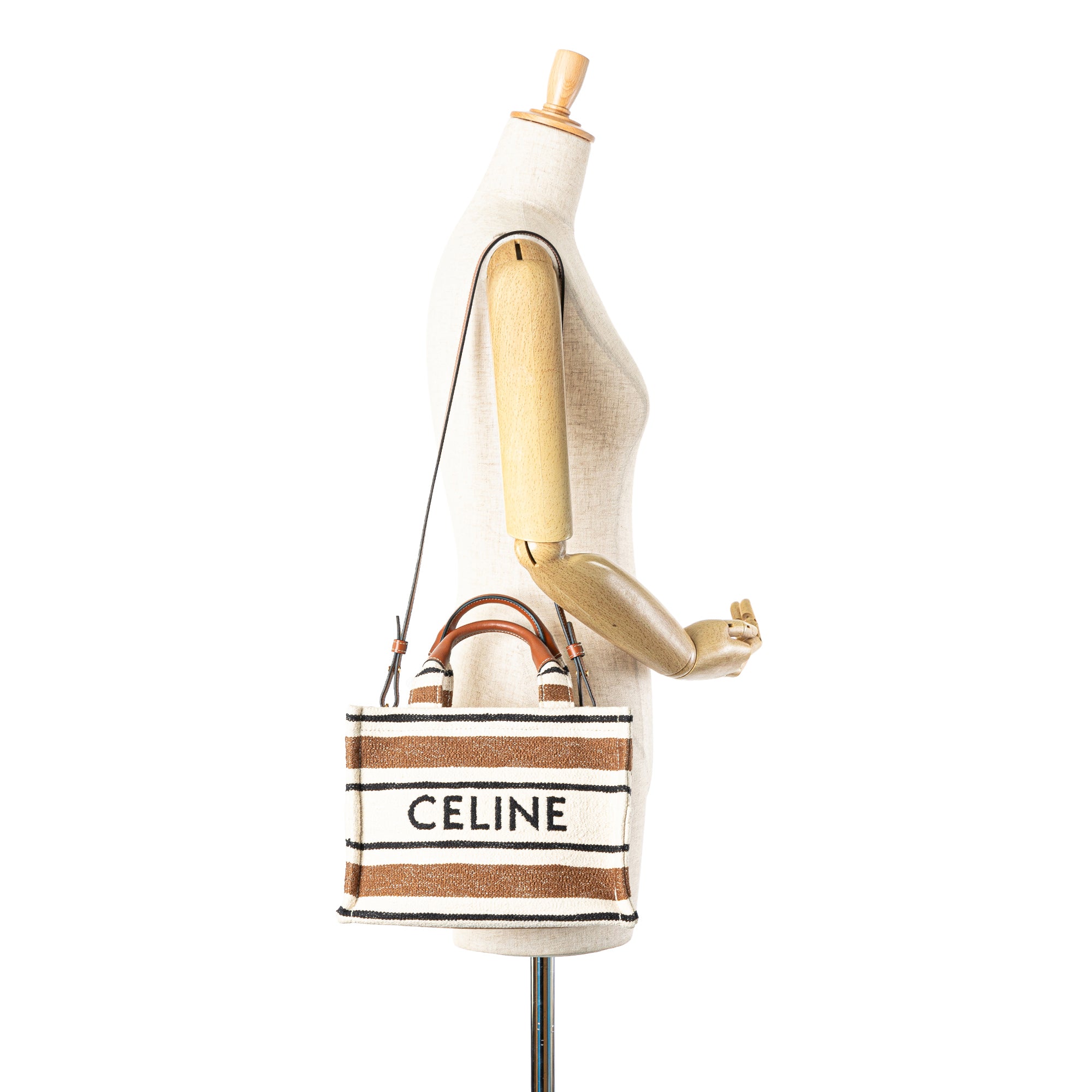 Celine Cabas Thais Small White Canvas