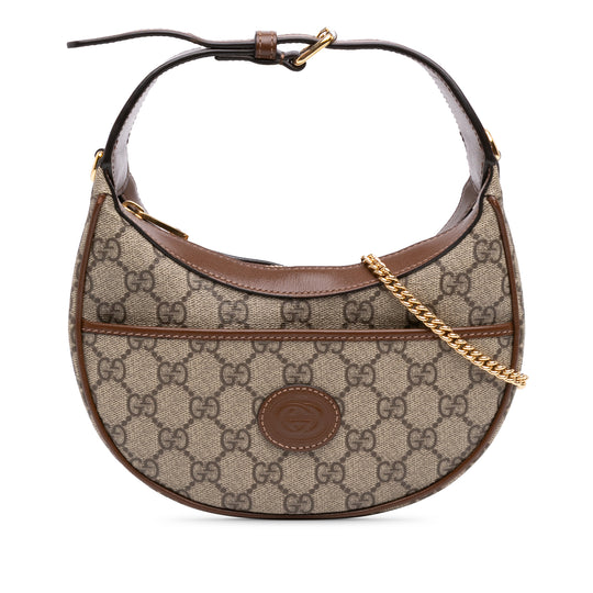 Gucci GG Supreme Half Moon Mini Beige Coated Canvas