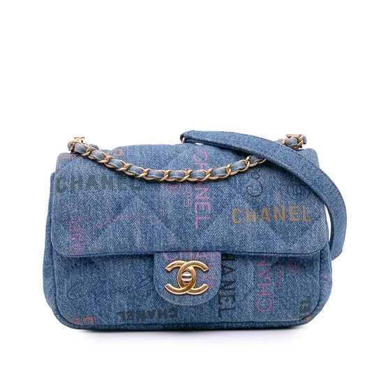 Chanel Mini Rectangular Mood Flap Mini Blue Denim