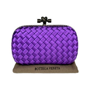 Bottega Veneta Knot Clutch Purple Satin