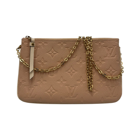 Louis Vuitton Double Zip Pochette Bicolor Pink Beige / Cream Empreinte