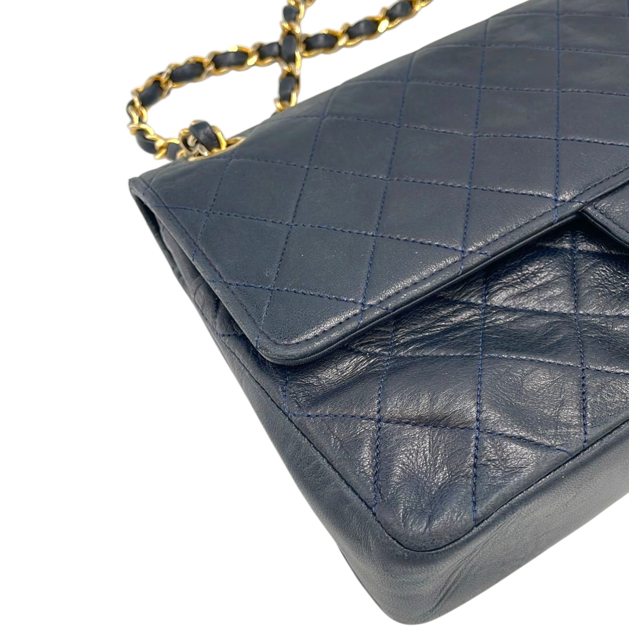 Chanel Classic Double Flap Small Blue Lambskin Gold