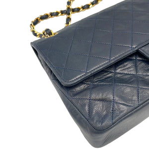 Chanel Classic Double Flap Small Blue Lambskin Gold