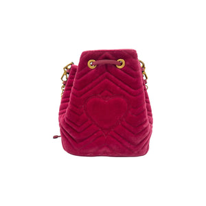 Gucci GG Marmont Bucket Bag Medium Rasperry Pink Velvet Gold