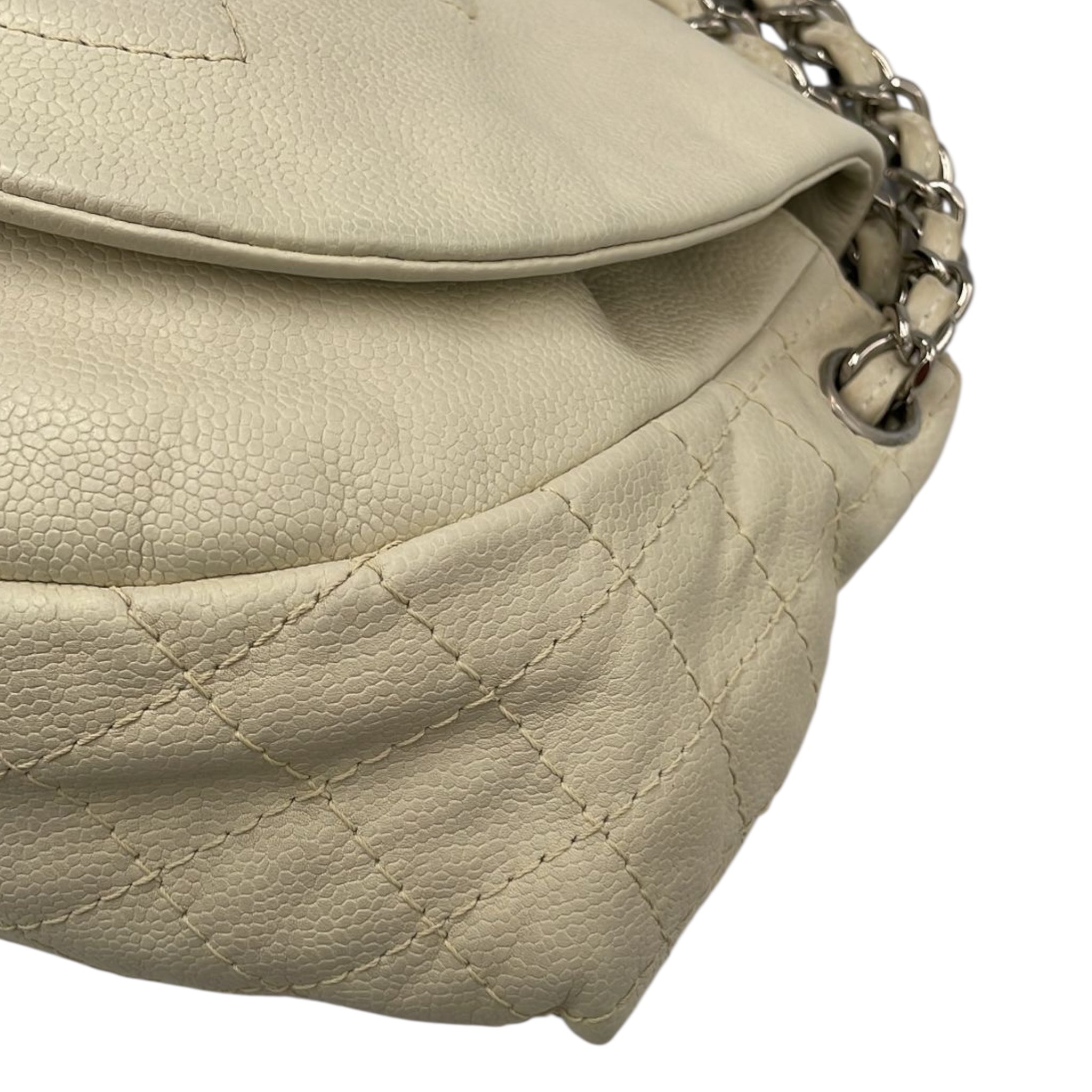 Chanel Halfmoon WOC Vintage White Caviar Silver