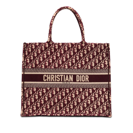 Dior Book Tote Large Red Oblique Embroidered Canvas