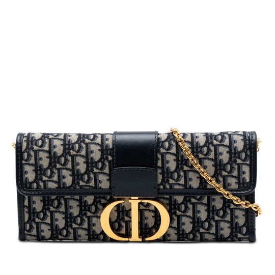 Dior 30 Montaigne Clutch Blue Canvas Gold