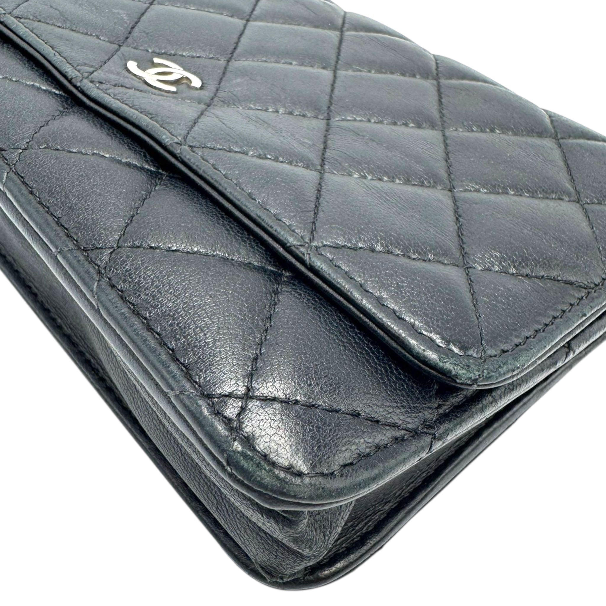 Chanel Wallet on Chain WoC Black Lambskin Silver