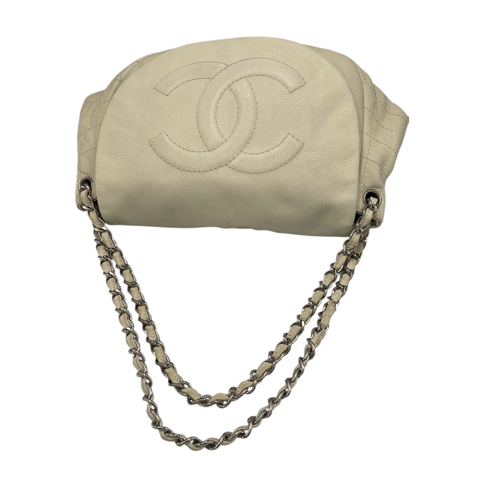 Chanel Halfmoon WOC Vintage White Caviar Silver