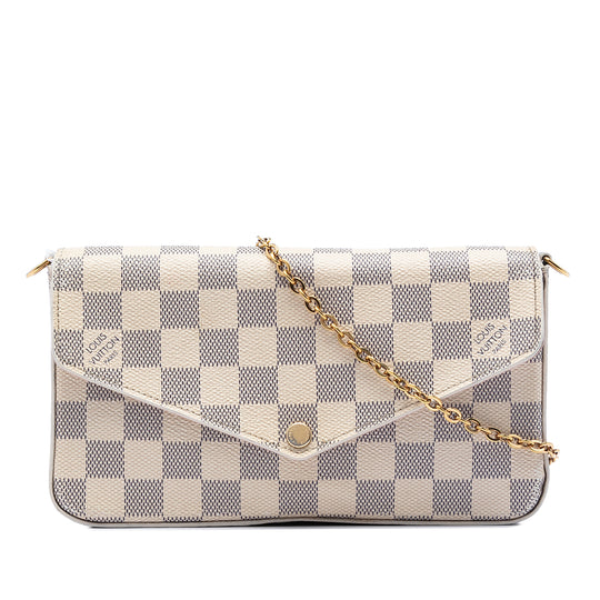 Louis Vuitton Pochette Felicie Damier Azur Canvas Gold