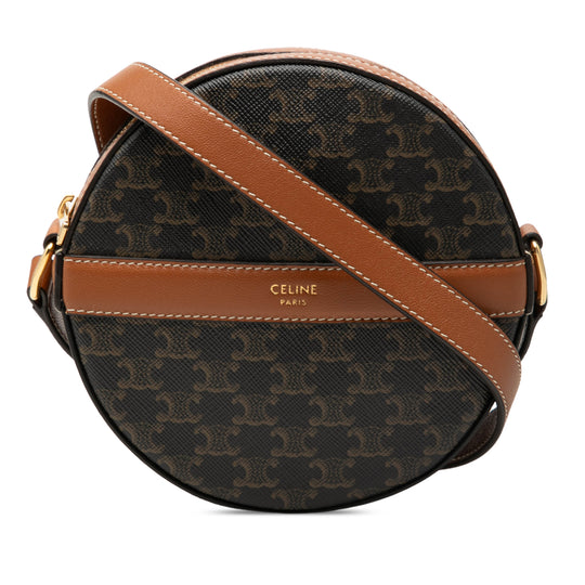 Celine Triomphe Round Brown Coated Canvas