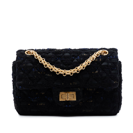 Chanel Reissue 2.55 Single Flap 224 Black Tweed