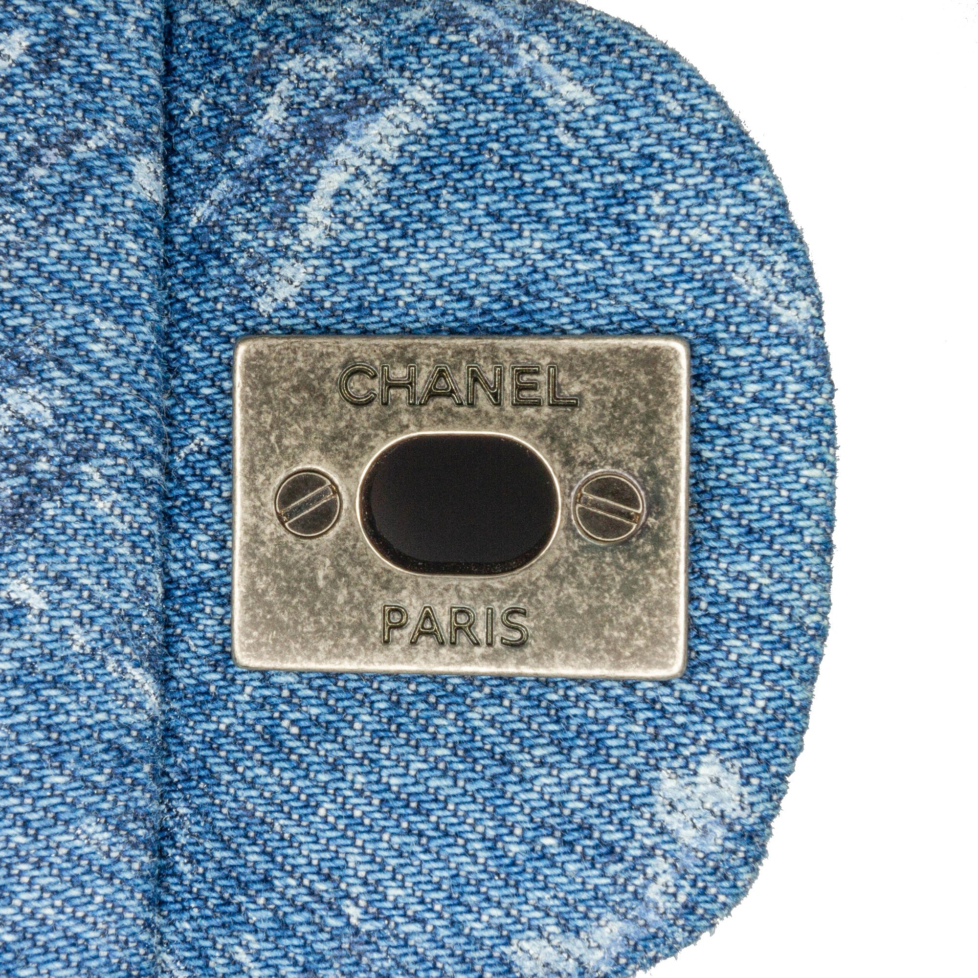 Chanel Classic Double Flap Medium Printed Denim Silver