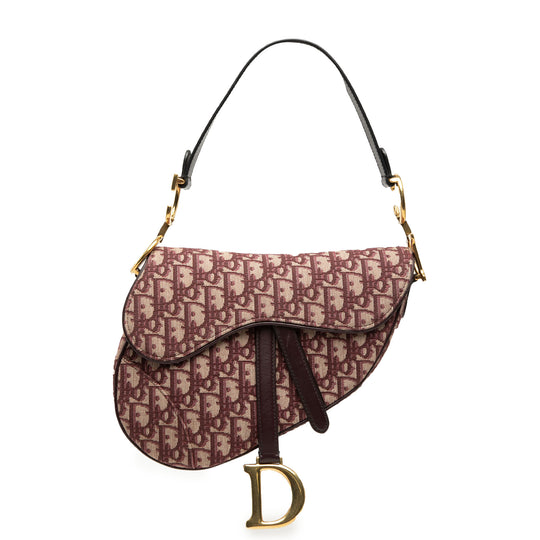 Dior Saddle Red Oblique Canvas Calfskin