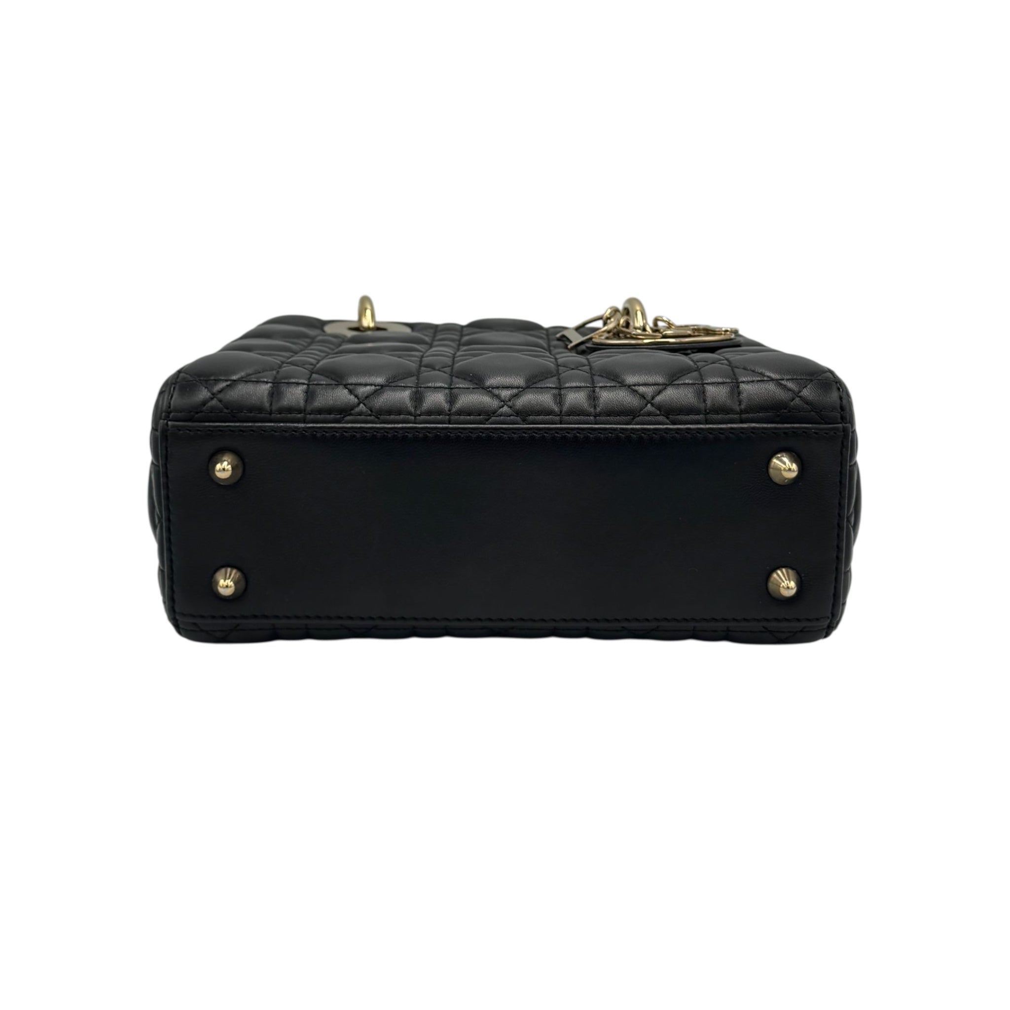 Dior Lady Dior Medium Black Lambskin Gold