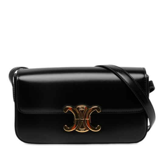 Celine Triomphe Claude Black Shiny Calfskin
