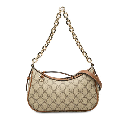 Gucci GG Supreme Emblem Small Beige Coated Canvas