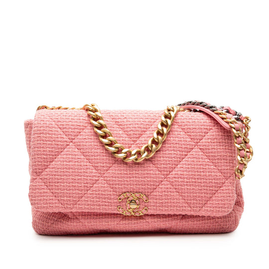 Chanel 19 Flap Maxi Pink Tweed