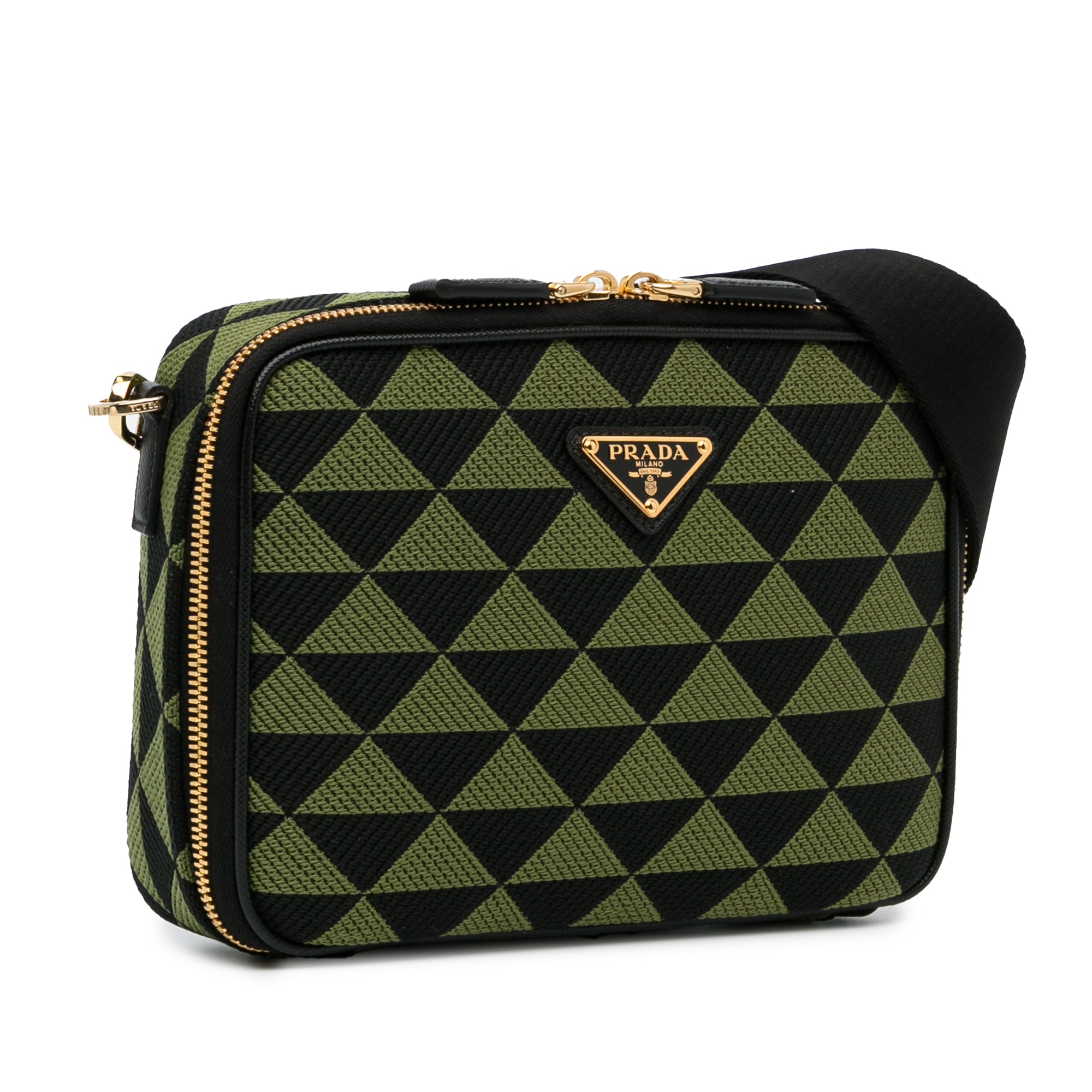 Prada Symbole Triangolo Crossbody Bag Green Canvas