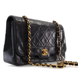 Chanel Diana Medium Black Lambskin Gold