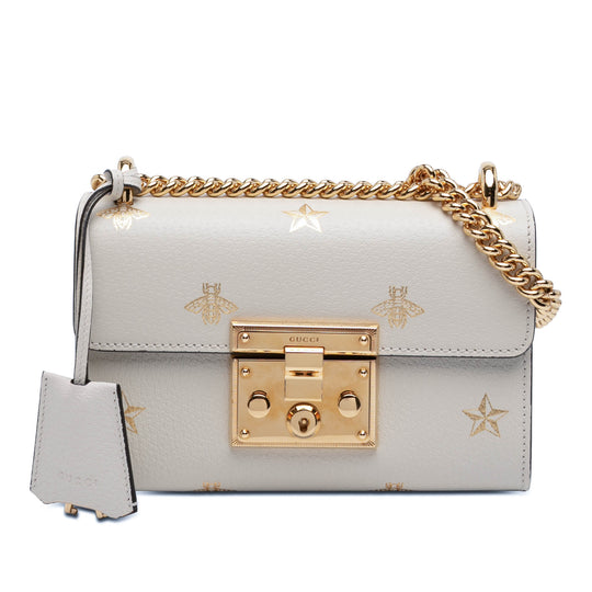 Gucci Bee Star Padlock Small White Calfskin