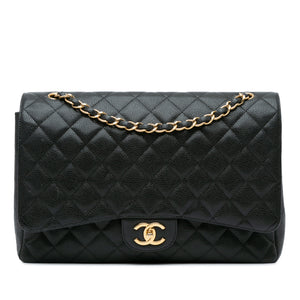 Chanel Classic Double Flap Maxi Black Caviar Gold