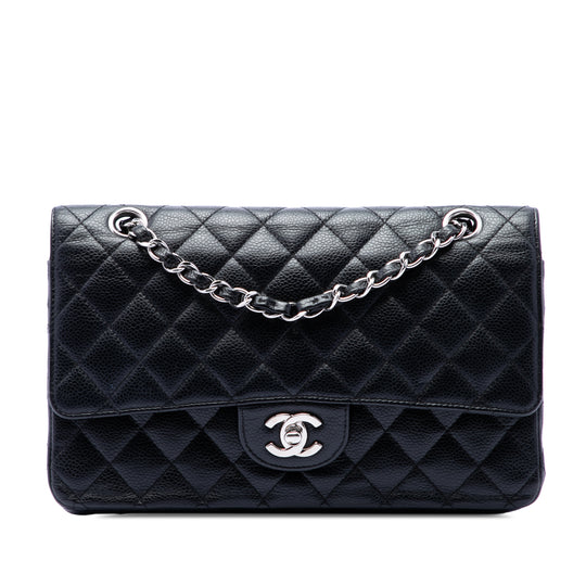 Chanel Classic Double Flap Medium Black Caviar Silver