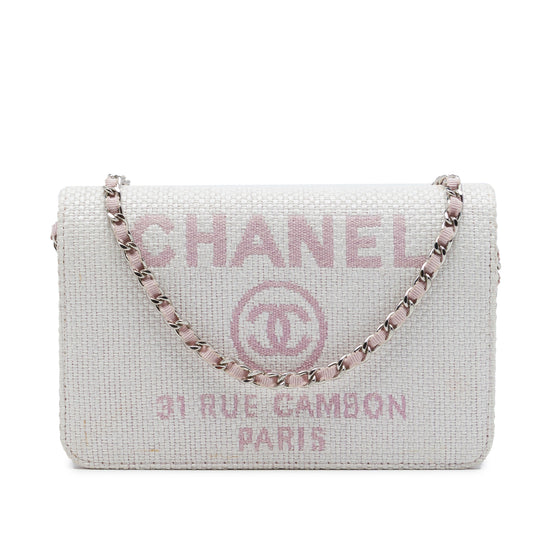 Chanel Deauville Wallet On Chain Pink Canvas