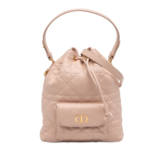 Dior Caro Macrocannage Bucket Small Brown Lambskin