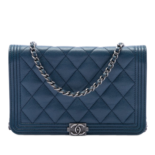 Chanel Boy Wallet on Chain Blue Caviar