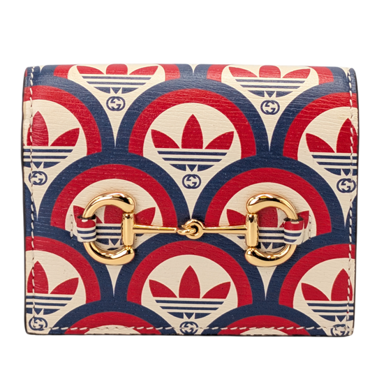 Gucci x Adidas Horsebit 1955 Wallet with Strap Red White Blue Leather