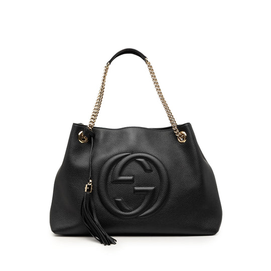 Gucci Soho Chain Tote Medium Black Calfskin