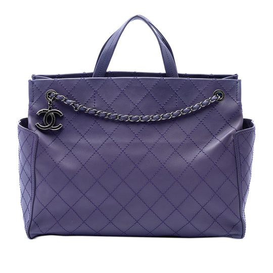 Chanel Large CC Quilted Pocket Tote Large Purple Calfskin