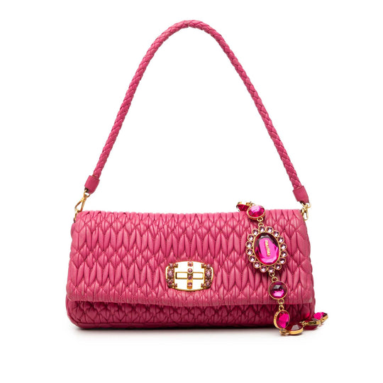 Miu Miu Matelasse Satchel Pink Nappa Leather