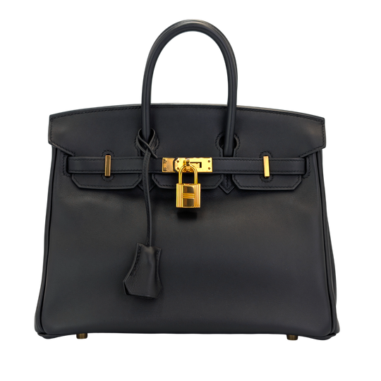 Hermès Birkin 25 Noir Swift Gold - Complete Set (2018)