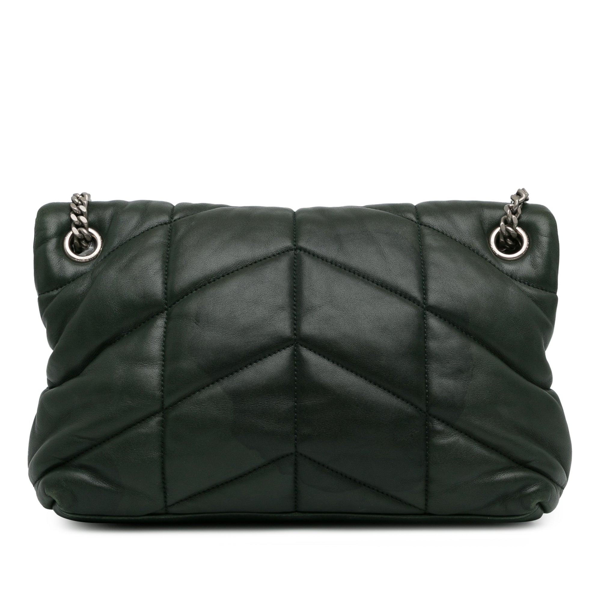 Yves Saint Laurent LouLou Puffer Small Dark Green Lambskin