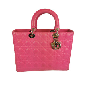 Dior Lady Dior Large Pink Cannage Quilted Leather