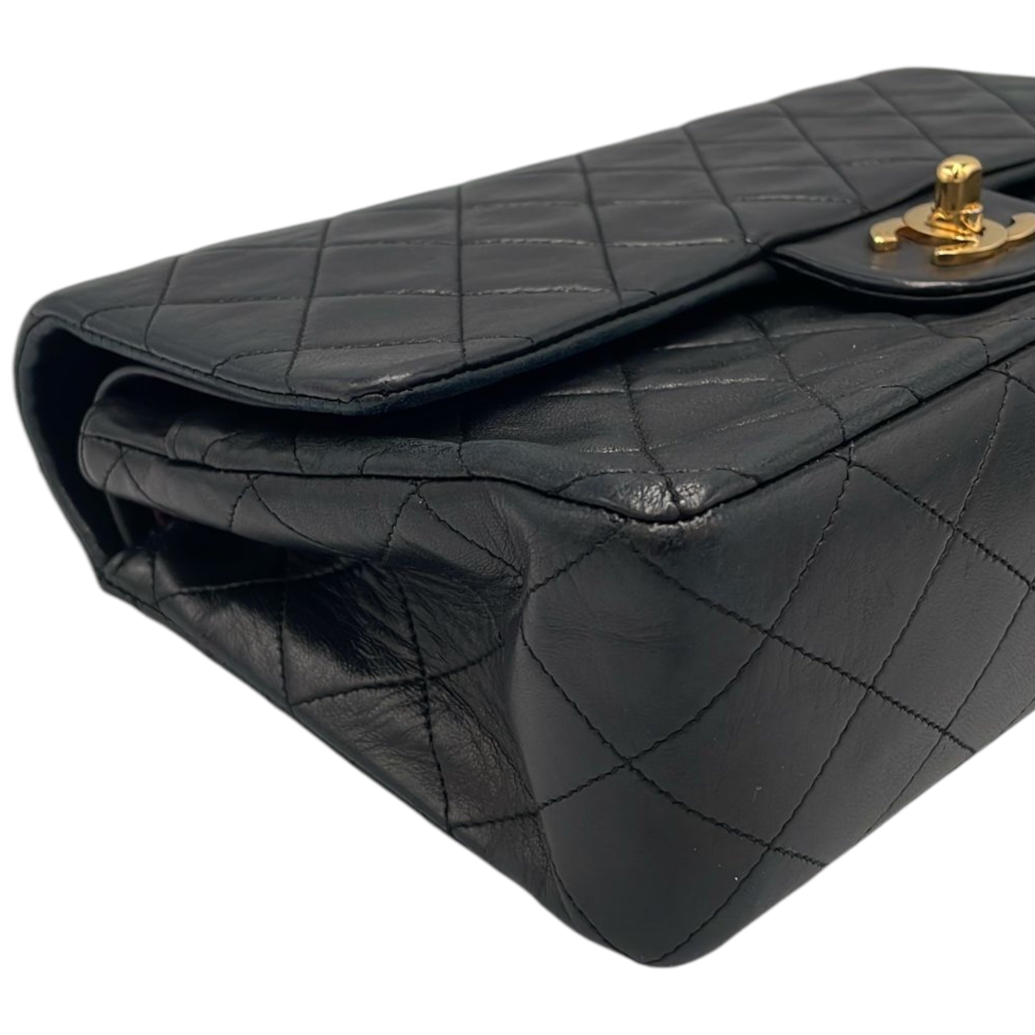 Chanel Classic Double Flap Medium Black Lambskin Gold