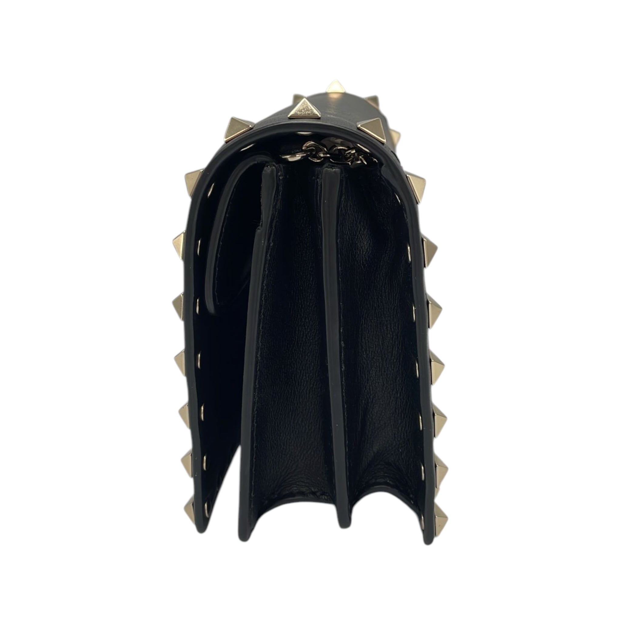 Valentino Clutch on Chain Black Rockstud Leather
